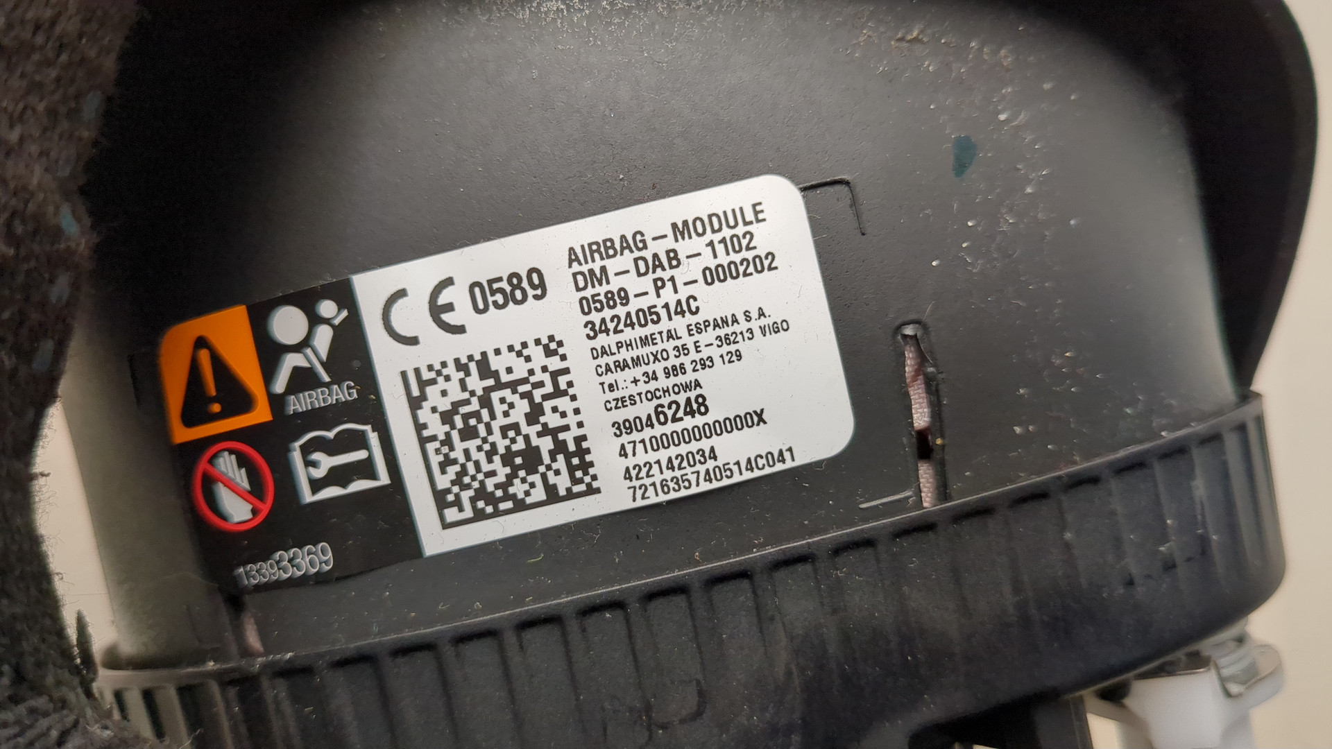 Подушка безопасности в рулевое колесо