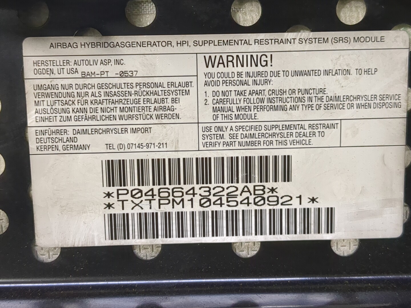 Подушка безопасности пассажирская (в торпедо)