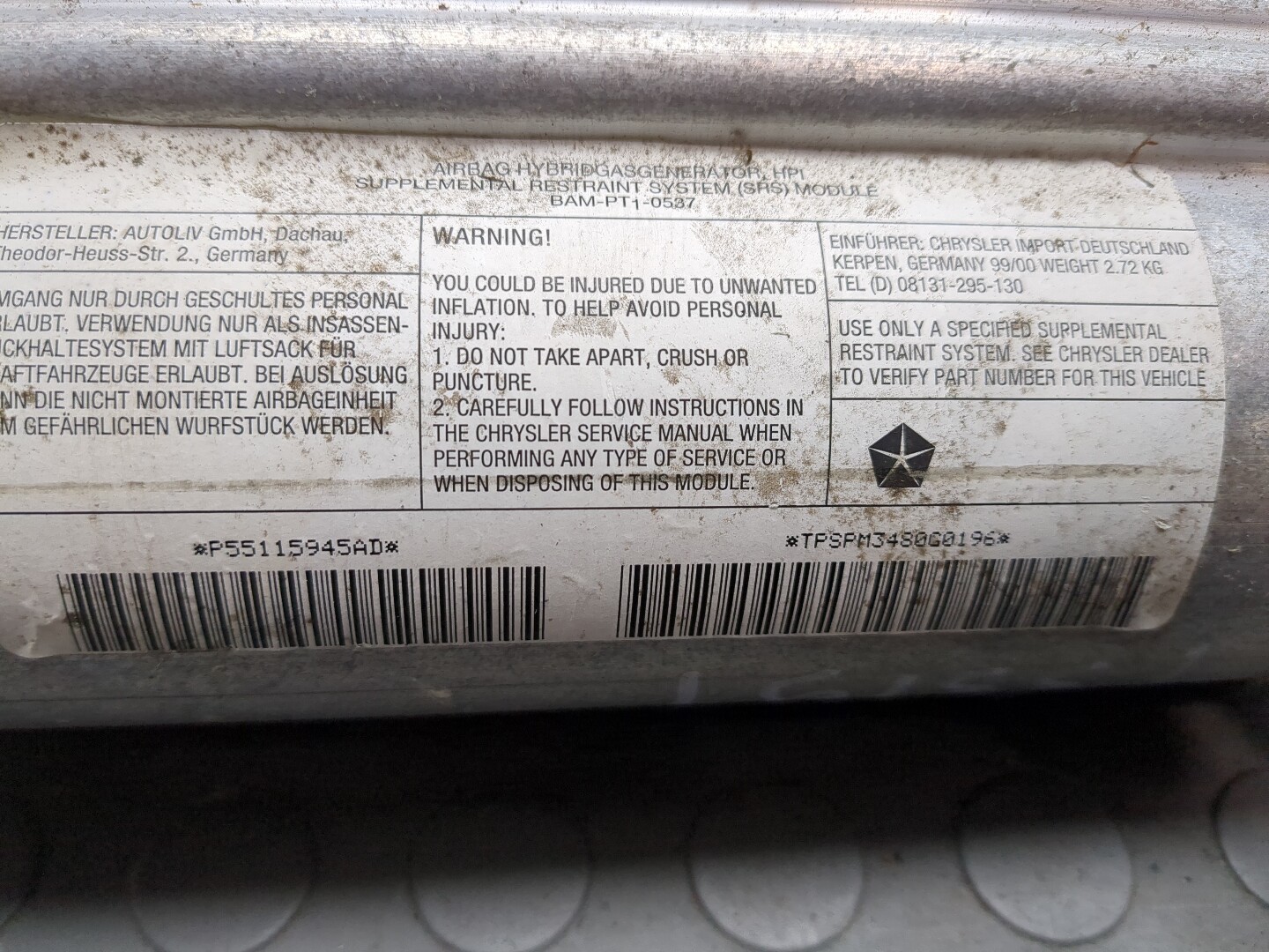 Подушка безопасности пассажирская (в торпедо)