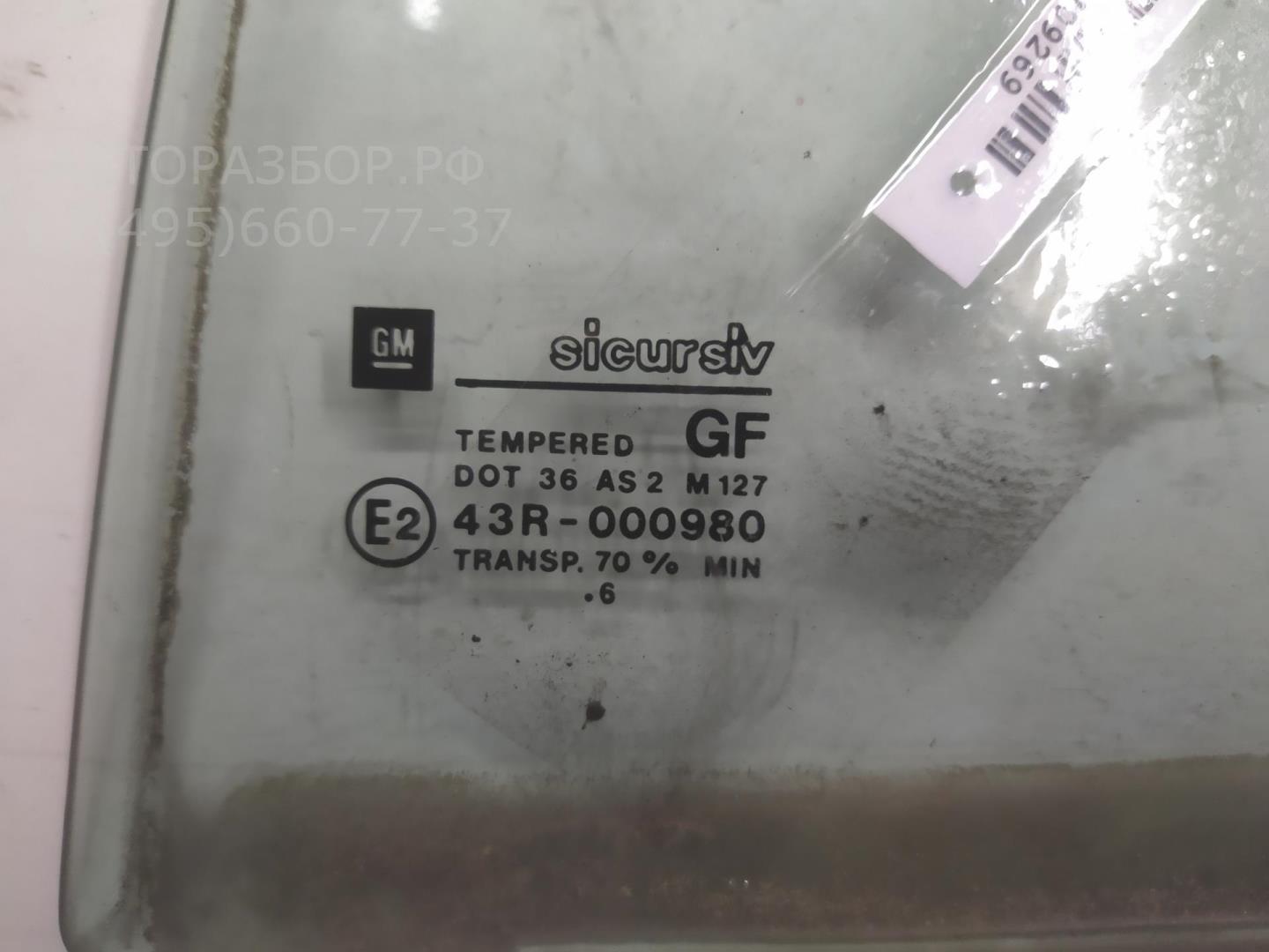 Стекло двери задней левой (форточка)