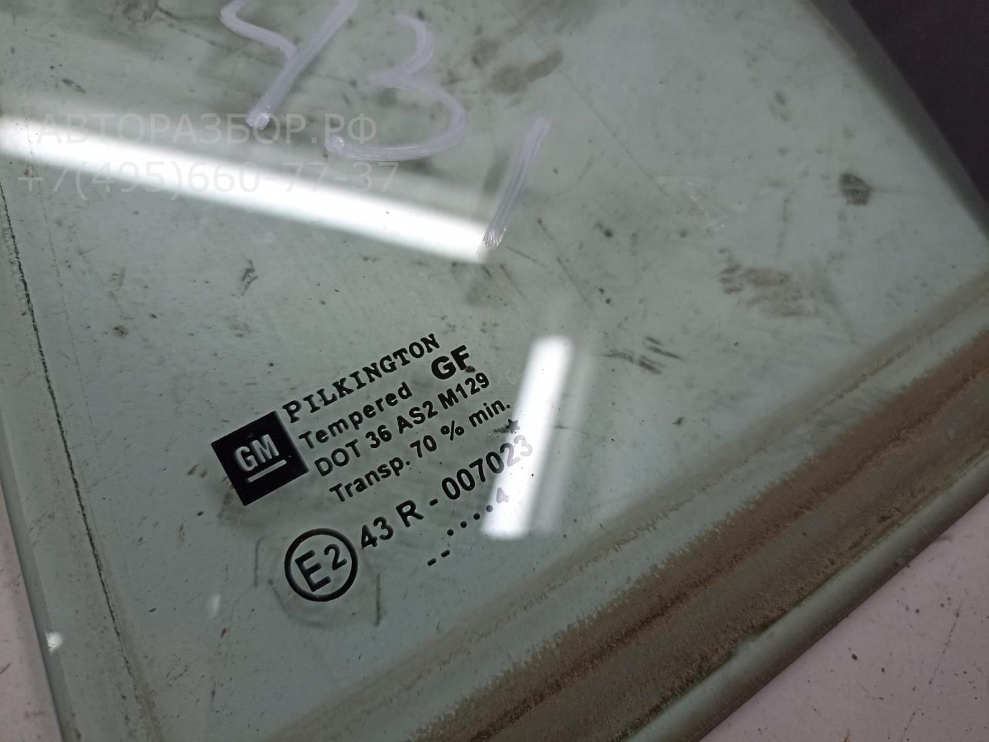 Стекло двери задней левой (форточка)