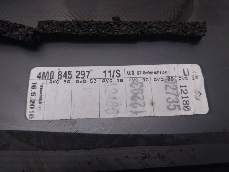 Стекло двери задней левой (форточка)