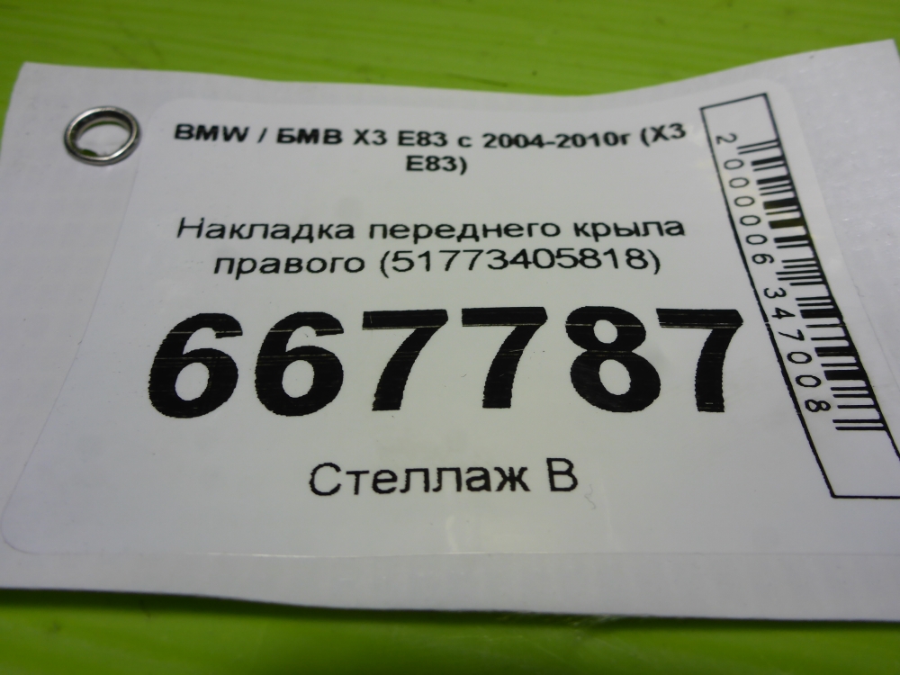 Накладка переднего крыла правого